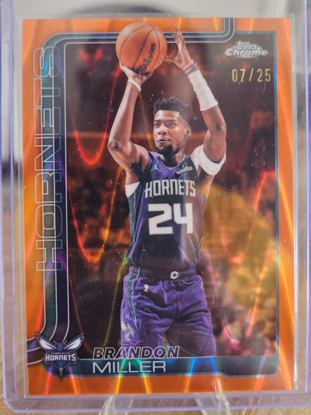 2026 Topps Chrome Update Brandon Miller Orange RayWave Refractor /25 Hornets